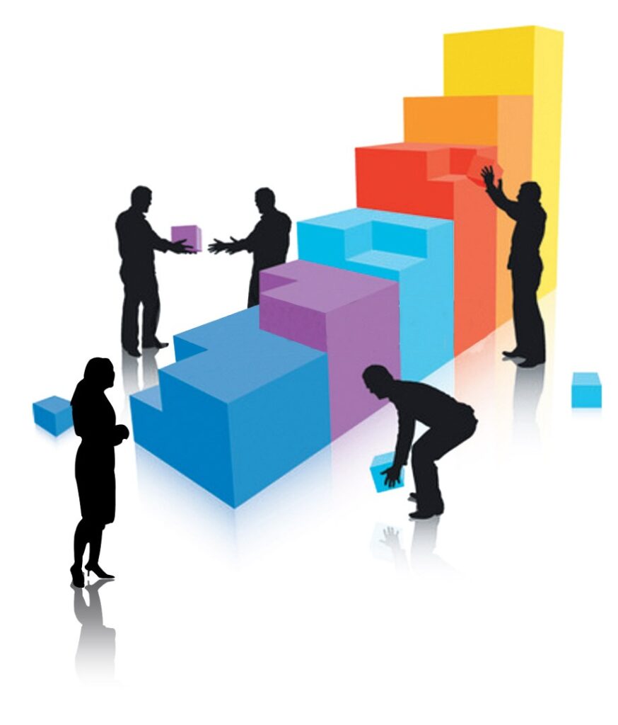 Vector image of a team building.