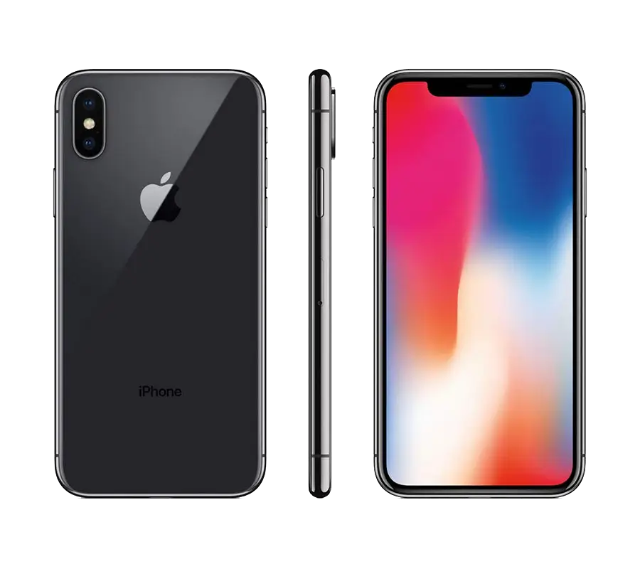 iPhone X front, side and back view